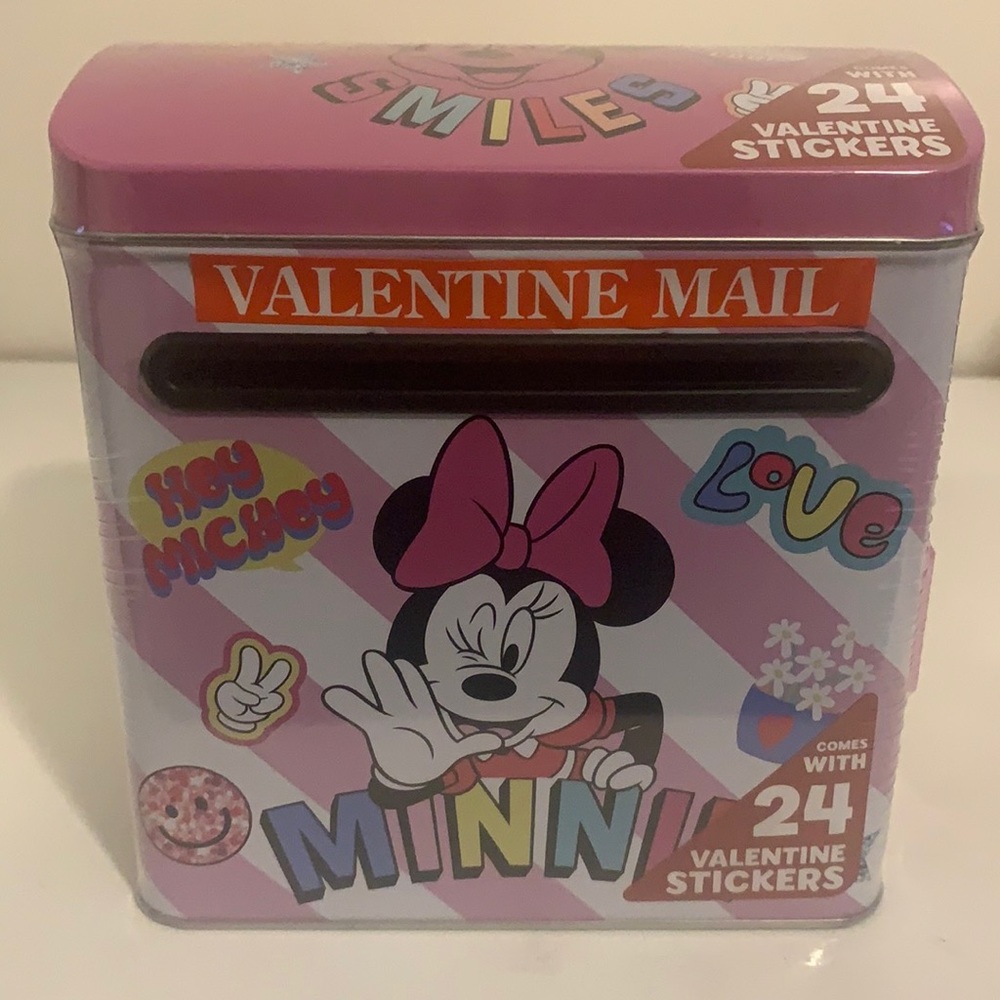 Disney Minnie Mouse Valentine’s Mailbox with Stickers.